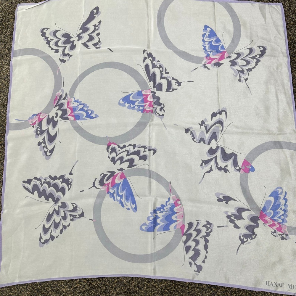 Hanae Mori silk butterfly‎ scarf